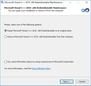 Repair Microsoft Visual C++